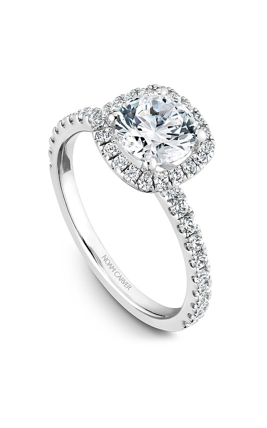 18K White Gold Halo Round Engagement Ring