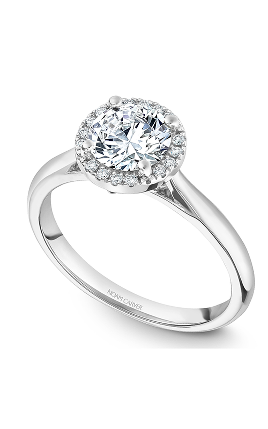 18K White Gold Halo Round Engagement Ring