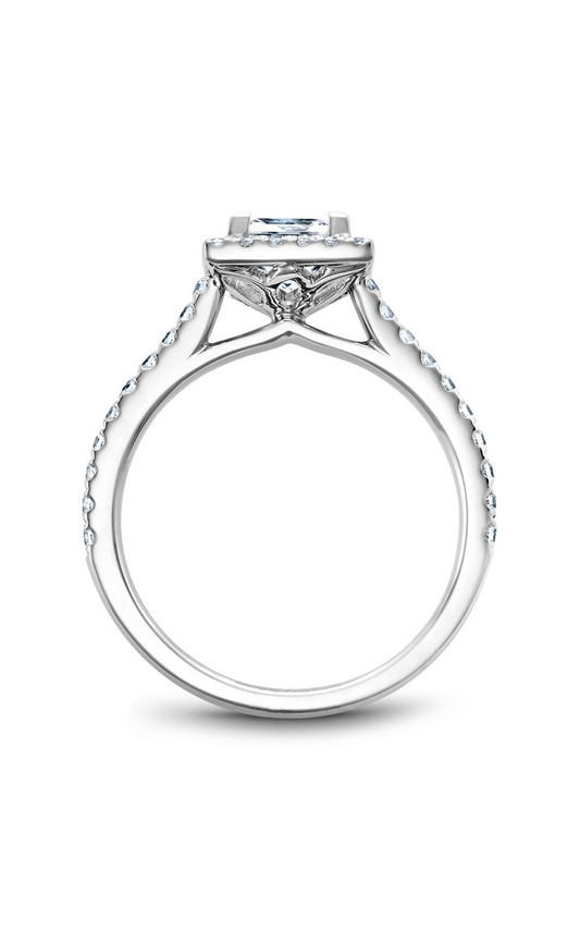 18K White Gold Halo Princess Engagement Ring