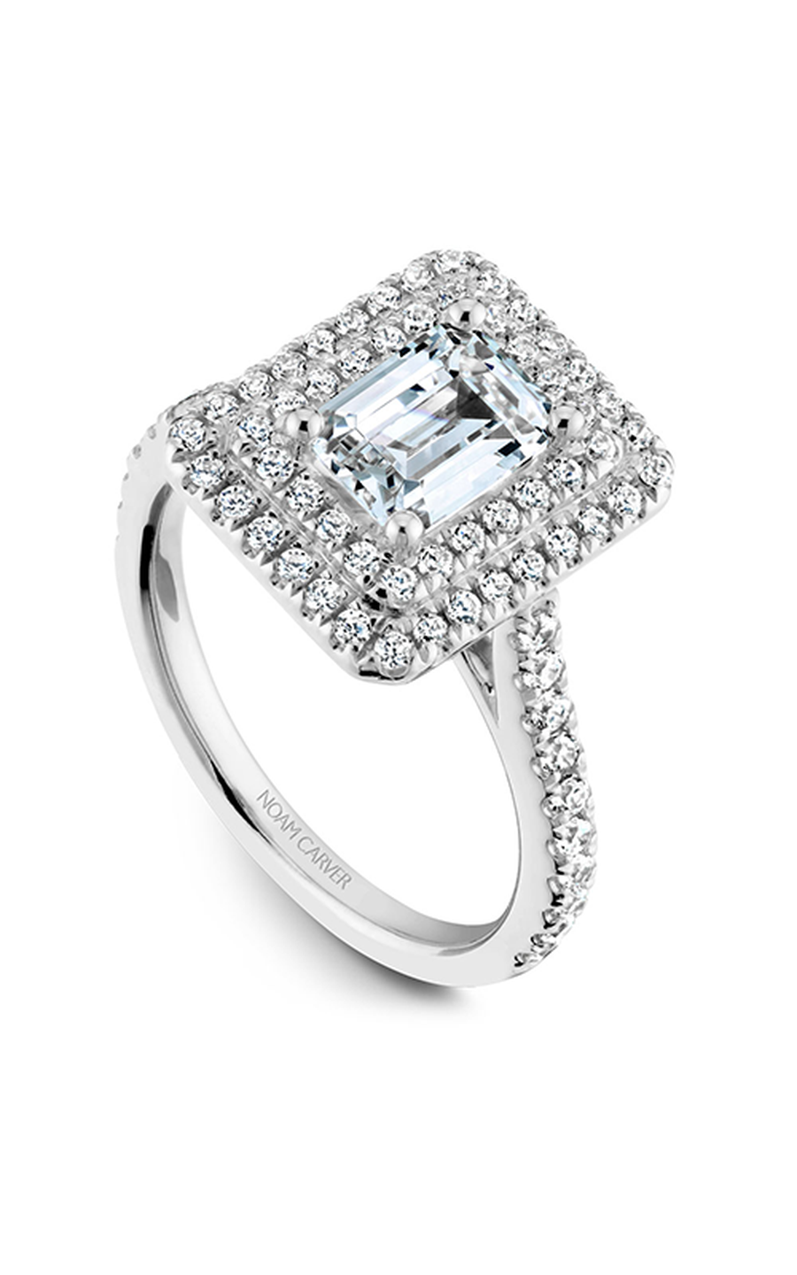 18K White Gold Halo Emerald Engagement Ring