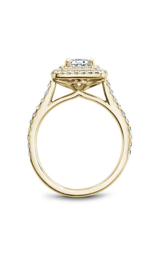 18K Yellow Gold Halo Emerald Engagement Ring