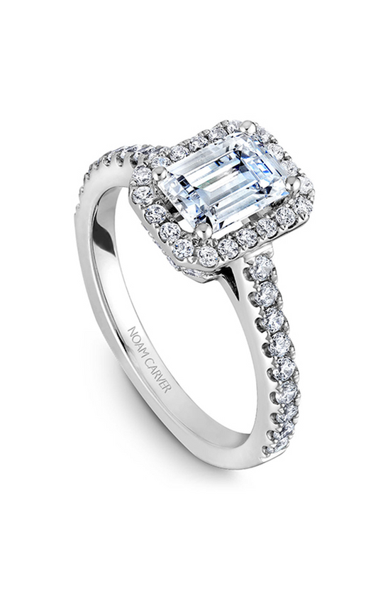 Platinum Halo Emerald Engagement Ring