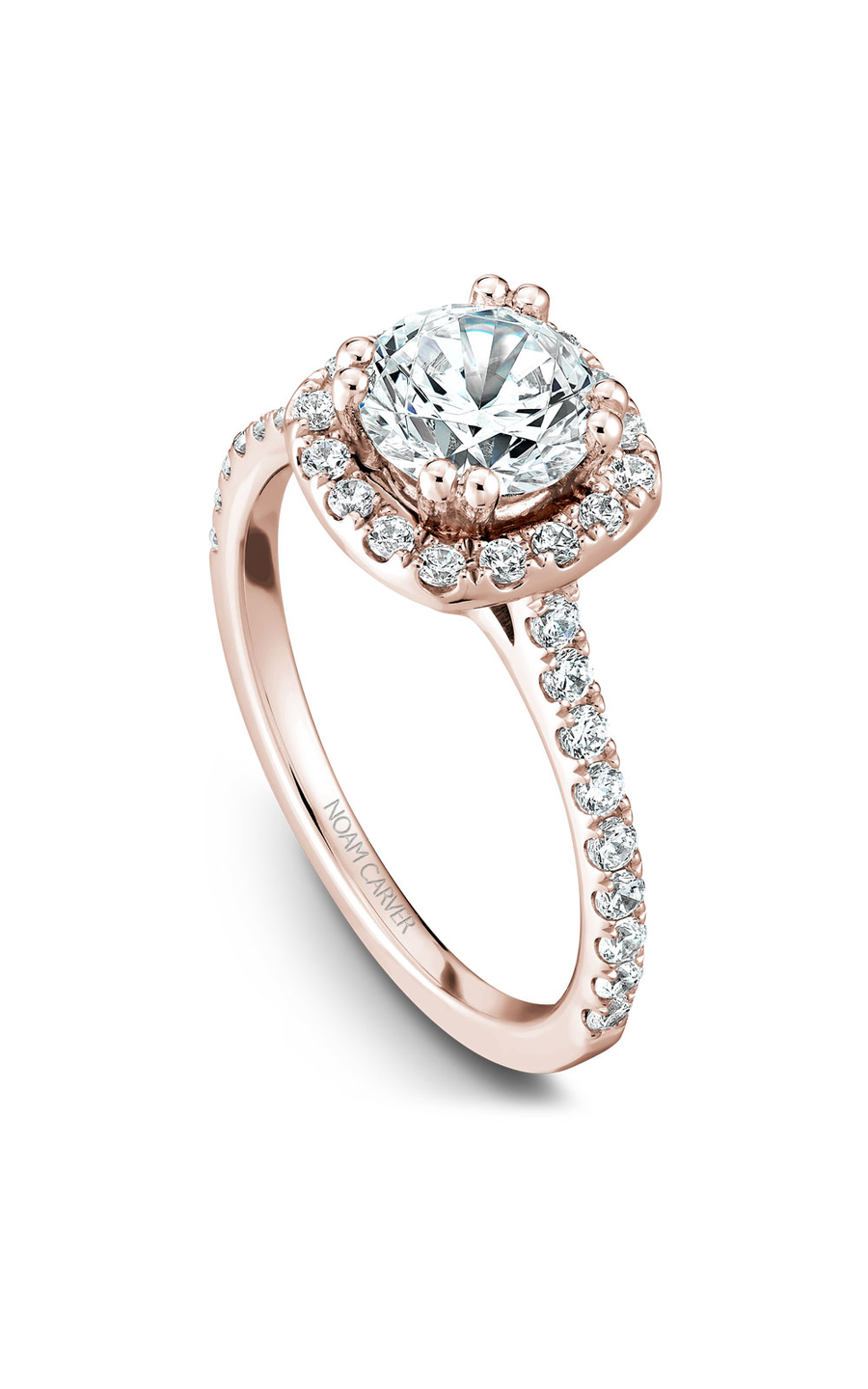 18K Rose Gold Halo Round Engagement Ring