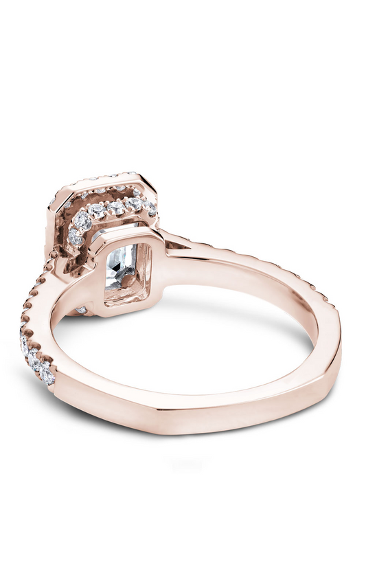 18K Rose Gold Halo Emerald Engagement Ring