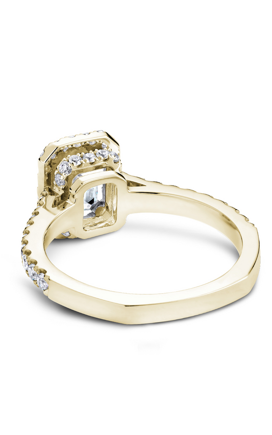 18K Yellow Gold Halo Emerald Engagement Ring