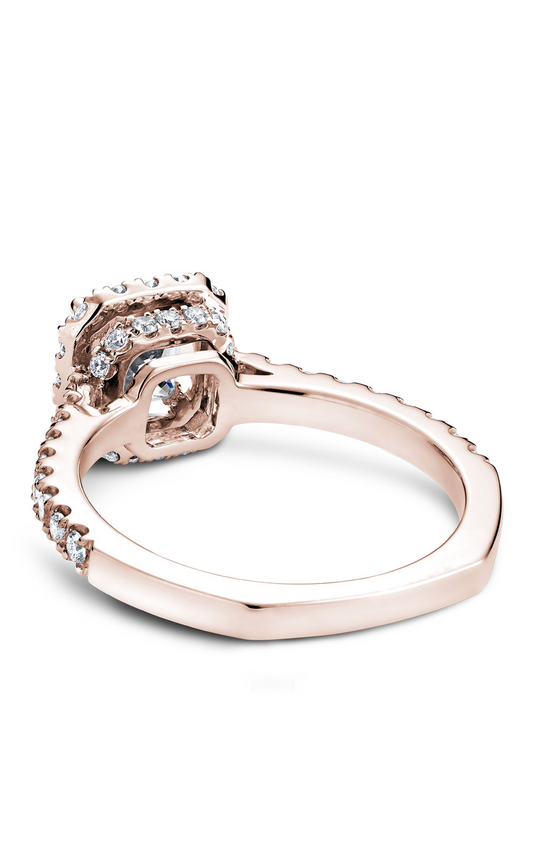14K Rose Gold Halo Princess Engagement Ring
