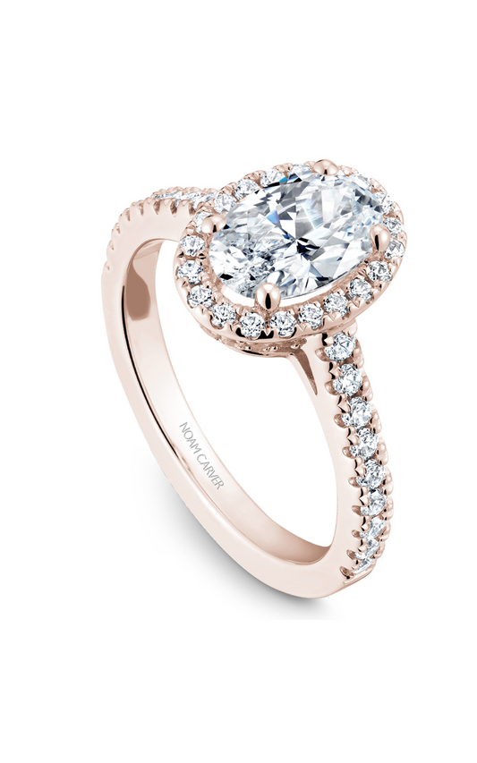 18K Rose Gold Halo Oval Engagement Ring