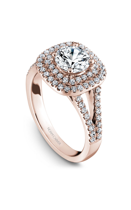 18K Rose Gold Halo Round Engagement Ring