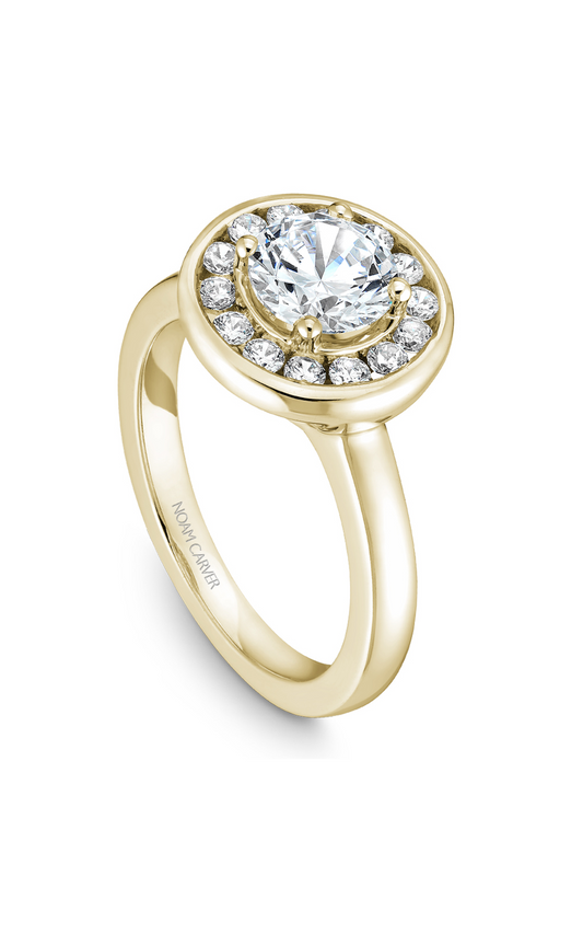 18K Yellow Gold Halo Round Engagement Ring