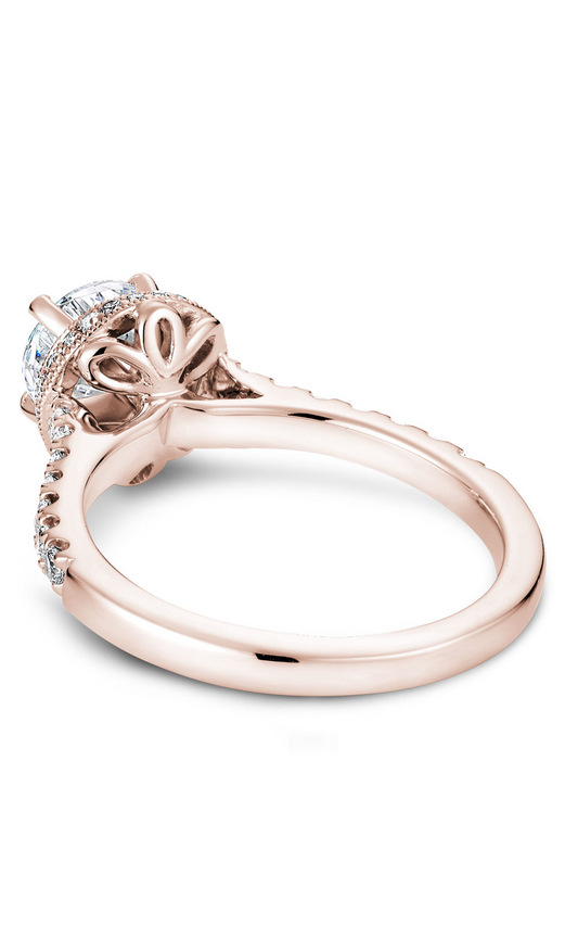 14K Rose Gold Halo Round Engagement Ring
