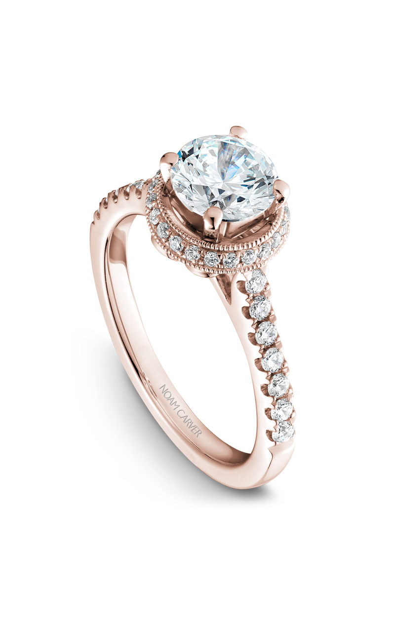 18K Rose Gold Halo Round Engagement Ring