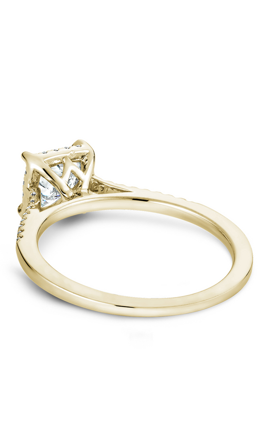 18K Yellow Gold Halo Asscher Engagement Ring