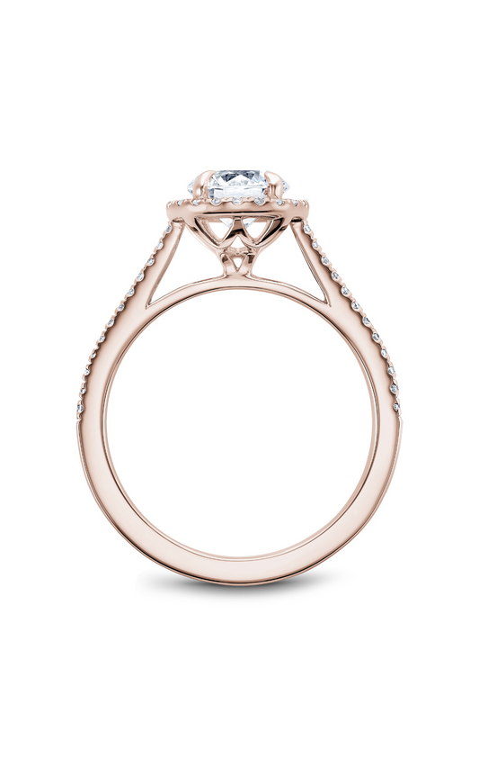 14K Rose Gold Halo Round Engagement Ring