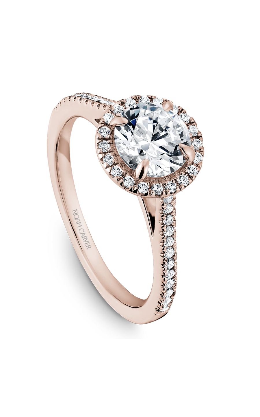 18K Rose Gold Halo Round Engagement Ring