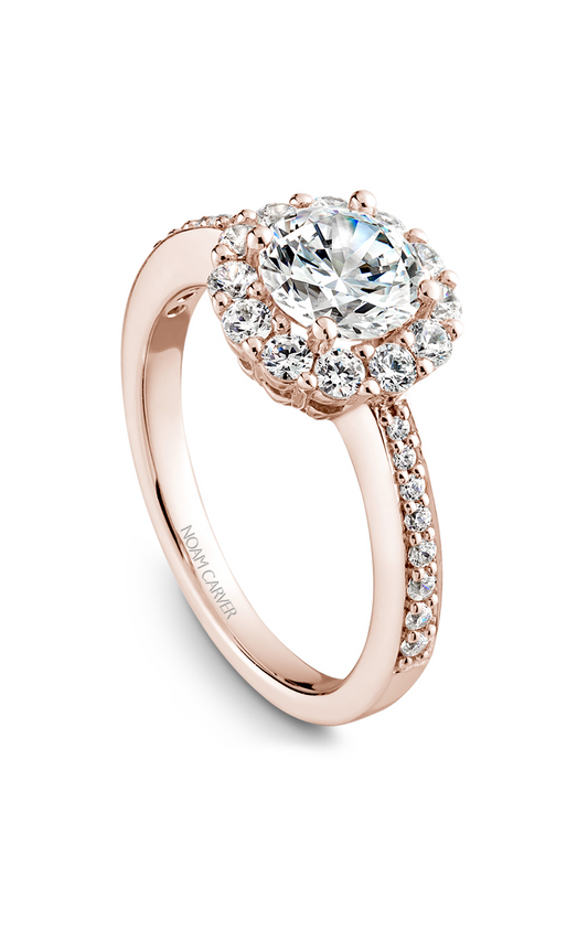 14K Rose Gold Halo Round Engagement Ring
