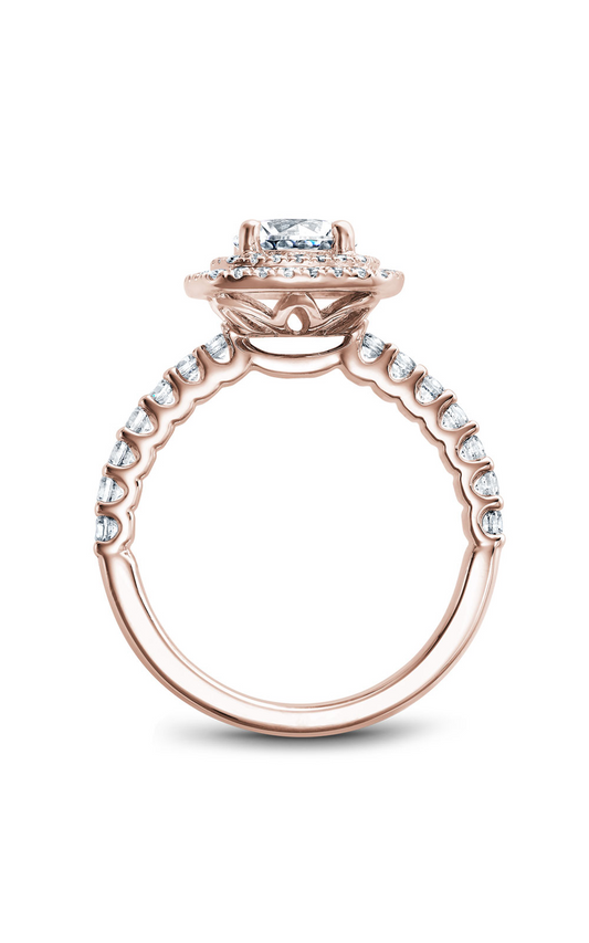 14K Rose Gold Halo Round Engagement Ring