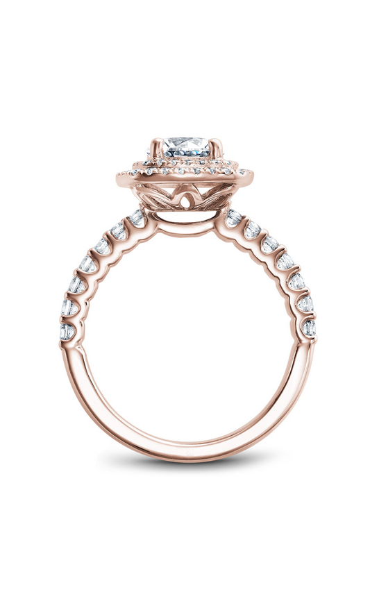 18K Rose Gold Halo Round Engagement Ring