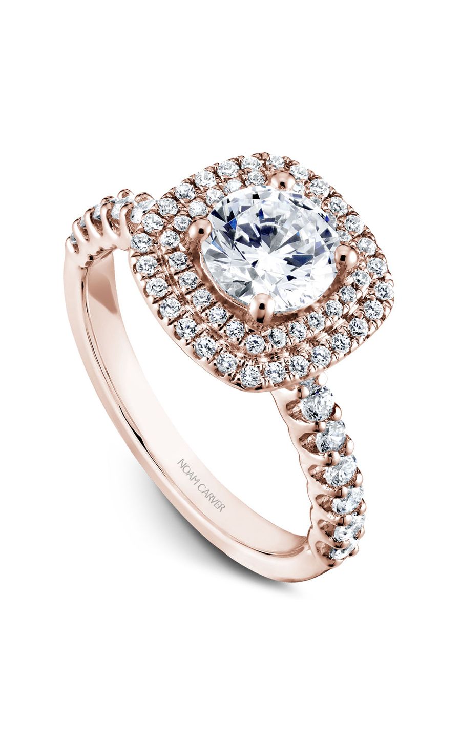 18K Rose Gold Halo Round Engagement Ring