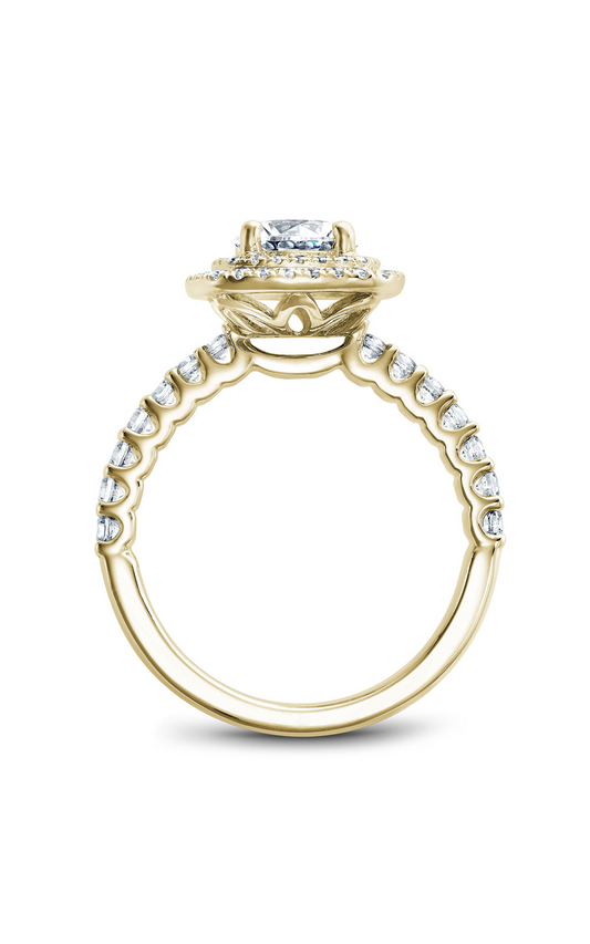 14K Yellow Gold Halo Round Engagement Ring