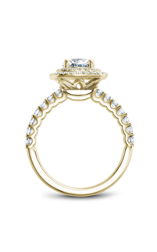 18K Yellow Gold Halo Round Engagement Ring