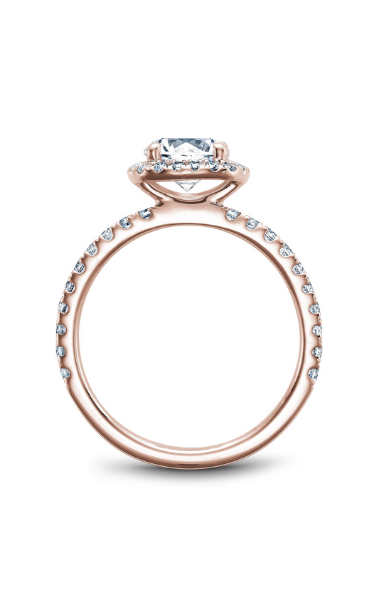 14K Rose Gold Halo Round Engagement Ring