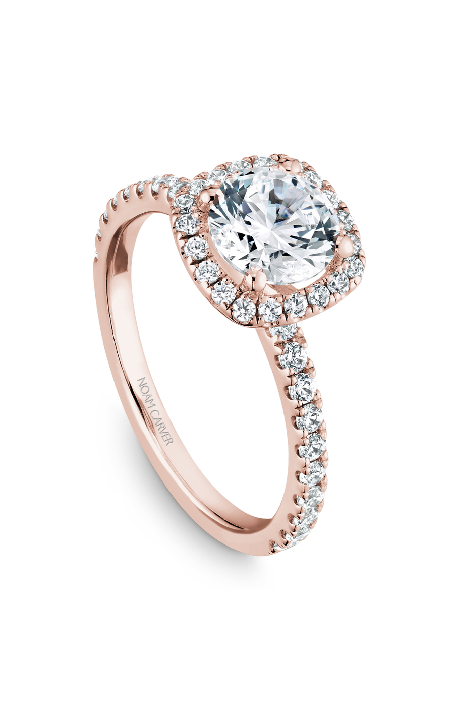 14K Rose Gold Halo Round Engagement Ring