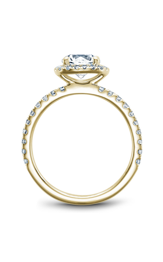 14K Yellow Gold Halo Round Engagement Ring