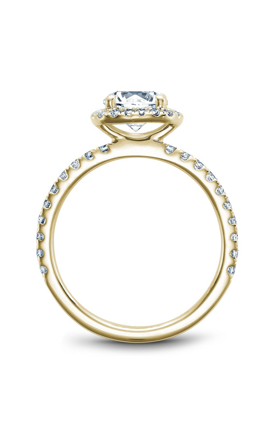 18K Yellow Gold Halo Round Engagement Ring