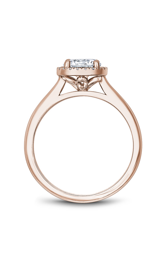 14K Rose Gold Halo Round Engagement Ring