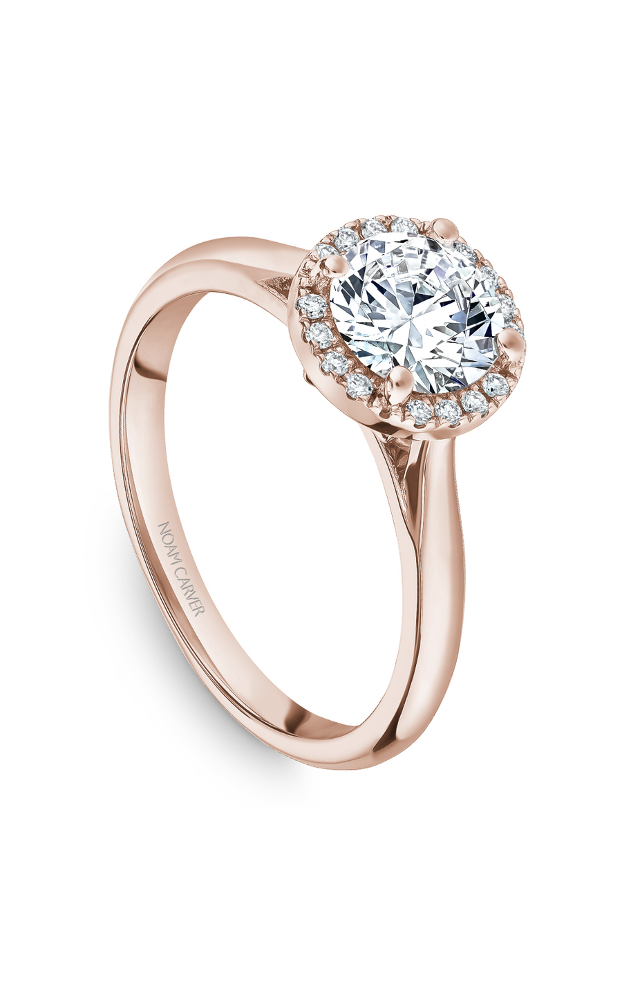 18K Rose Gold Halo Round Engagement Ring
