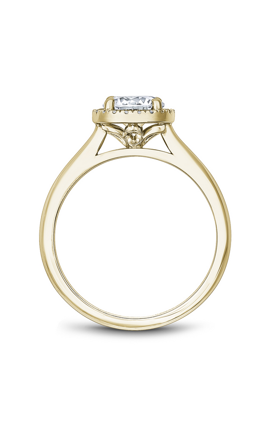 18K Yellow Gold Halo Round Engagement Ring