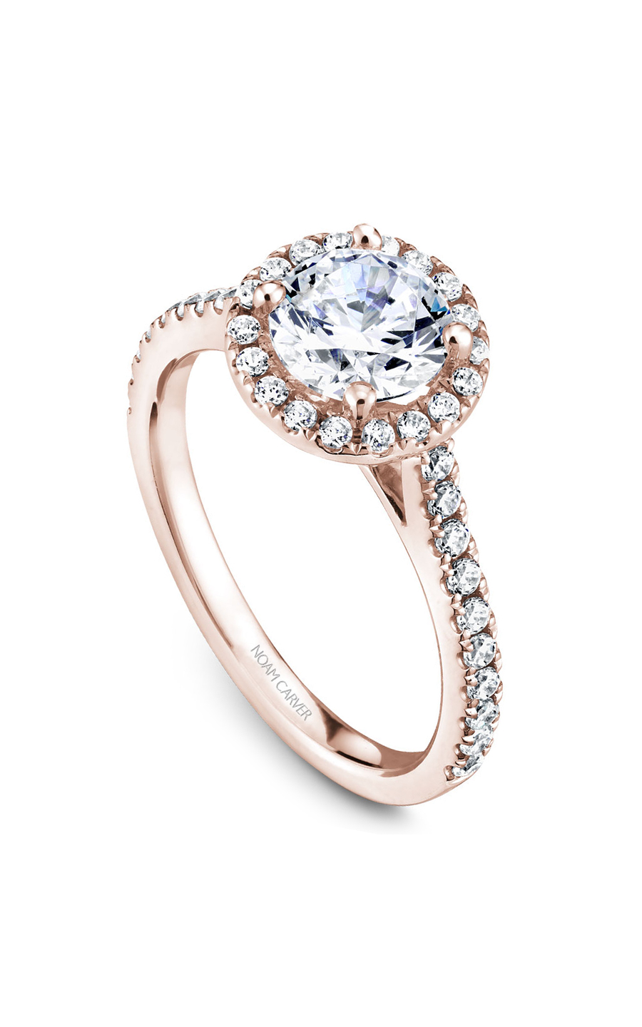 14K Rose Gold Halo Round Engagement Ring