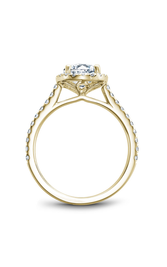 18K Yellow Gold Halo Round Engagement Ring