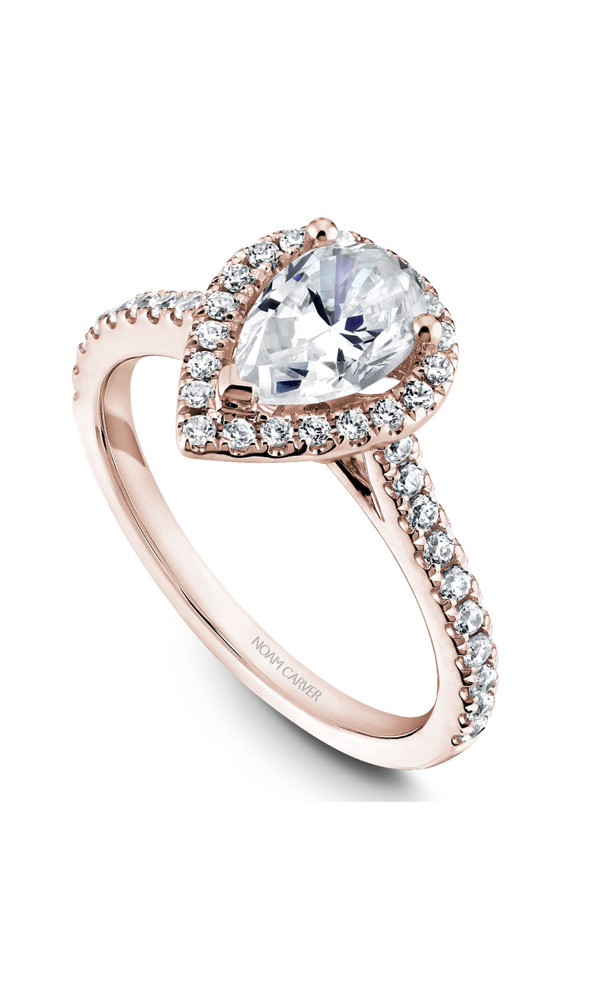 18K Rose Gold Halo Pear Engagement Ring