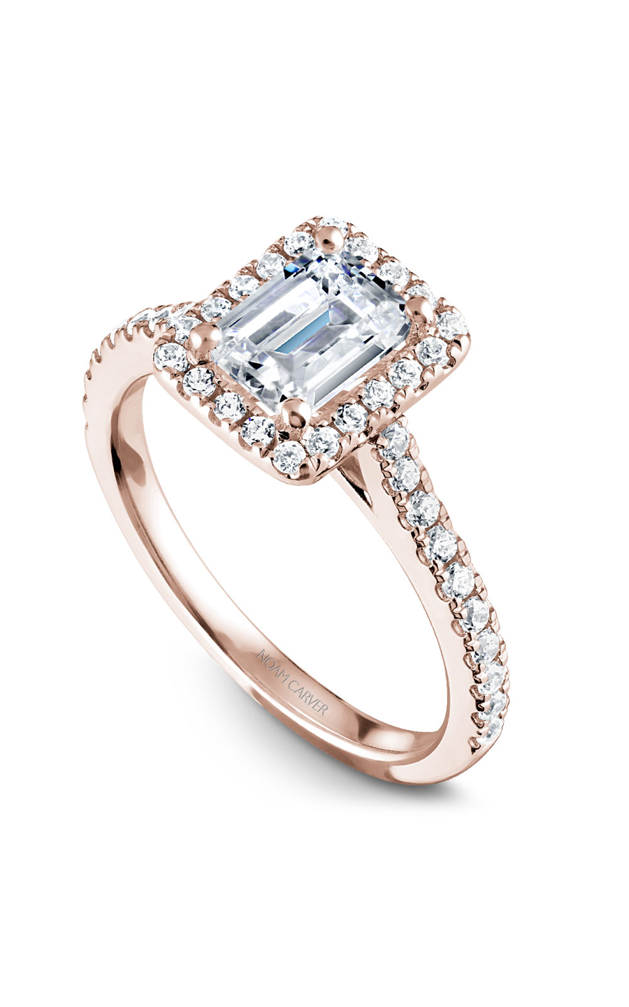 14K Rose Gold Halo Emerald Engagement Ring