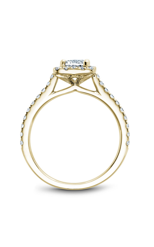 18K Yellow Gold Halo Emerald Engagement Ring