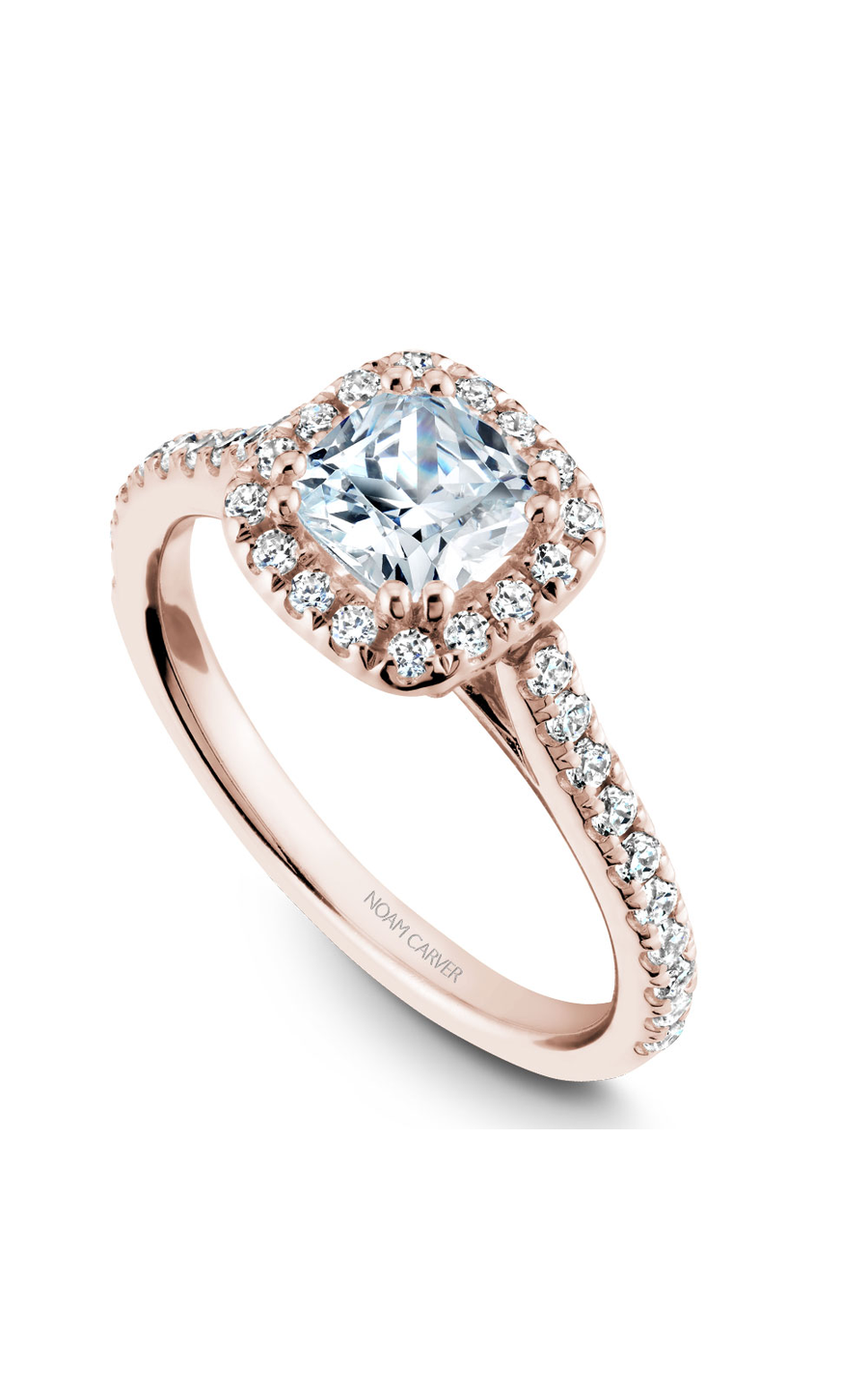 14K Rose Gold Halo Cushion Engagement Ring