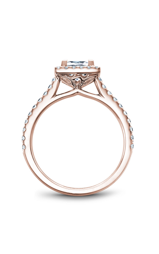14K Rose Gold Halo Princess Engagement Ring