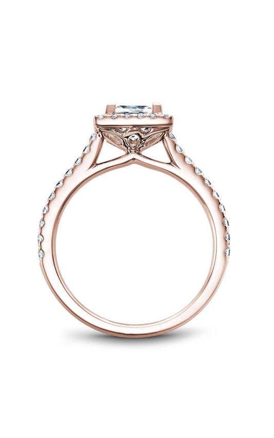18K Rose Gold Halo Princess Engagement Ring