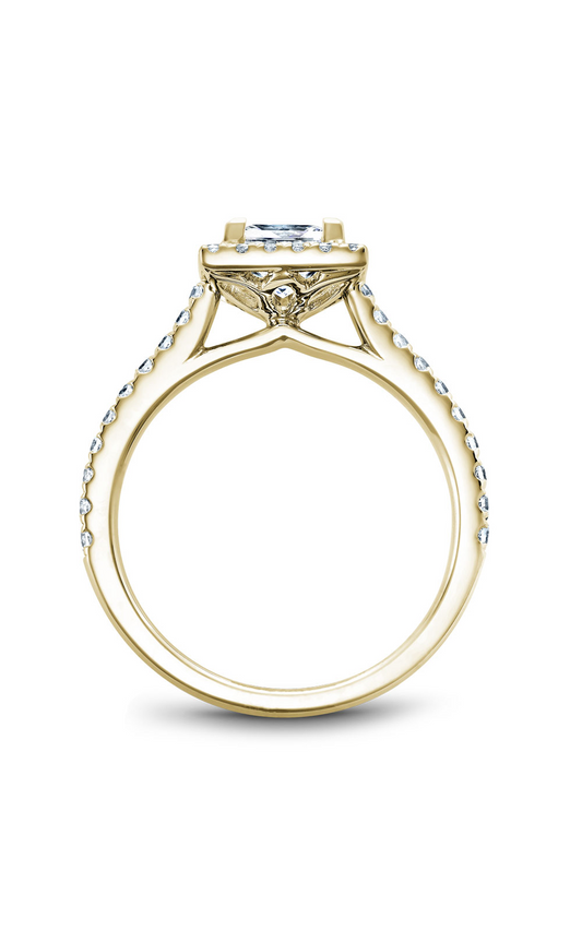 18K Yellow Gold Halo Princess Engagement Ring
