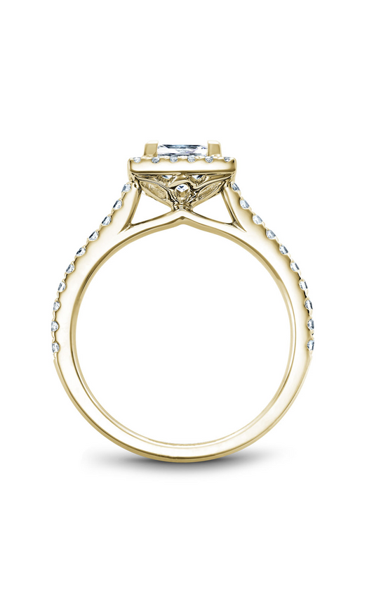 18K Yellow Gold Halo Princess Engagement Ring
