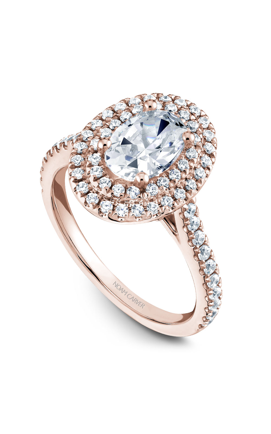 14K Rose Gold Halo Oval Engagement Ring