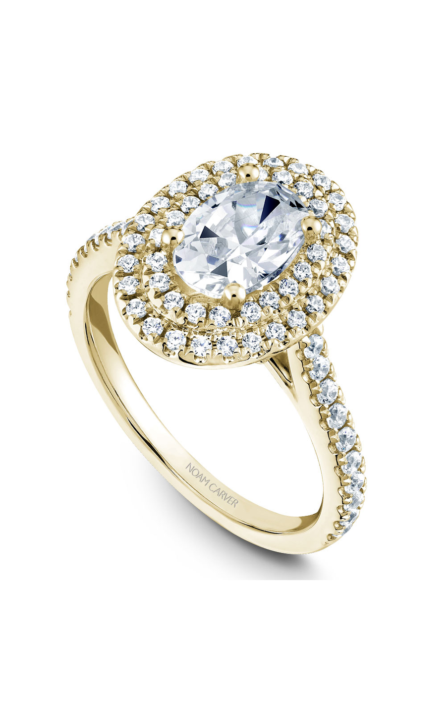 14K Yellow Gold Halo Oval Engagement Ring