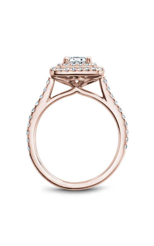 14K Rose Gold Halo Emerald Engagement Ring