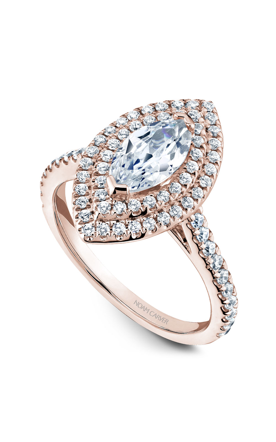 18K Rose Gold Halo Marquise Engagement Ring