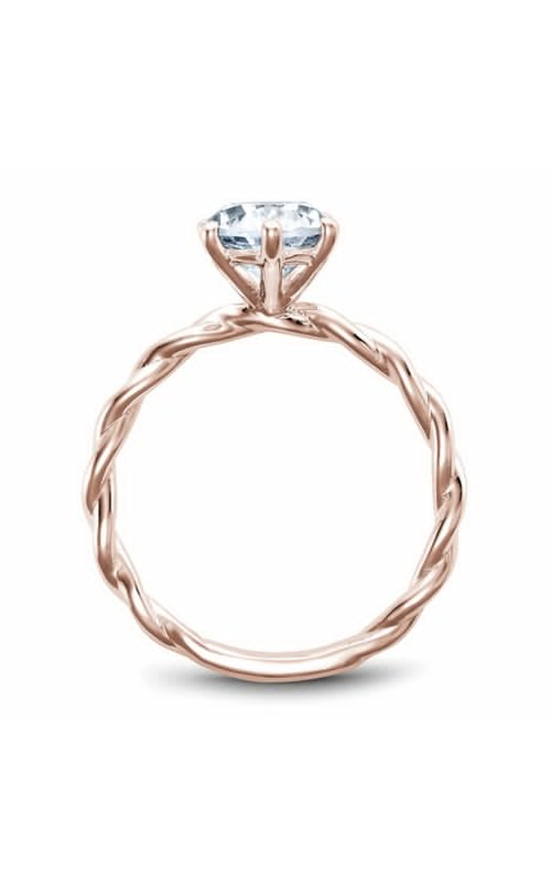 14K Rose Gold Twist Band Solitaire Oval Engagement Ring