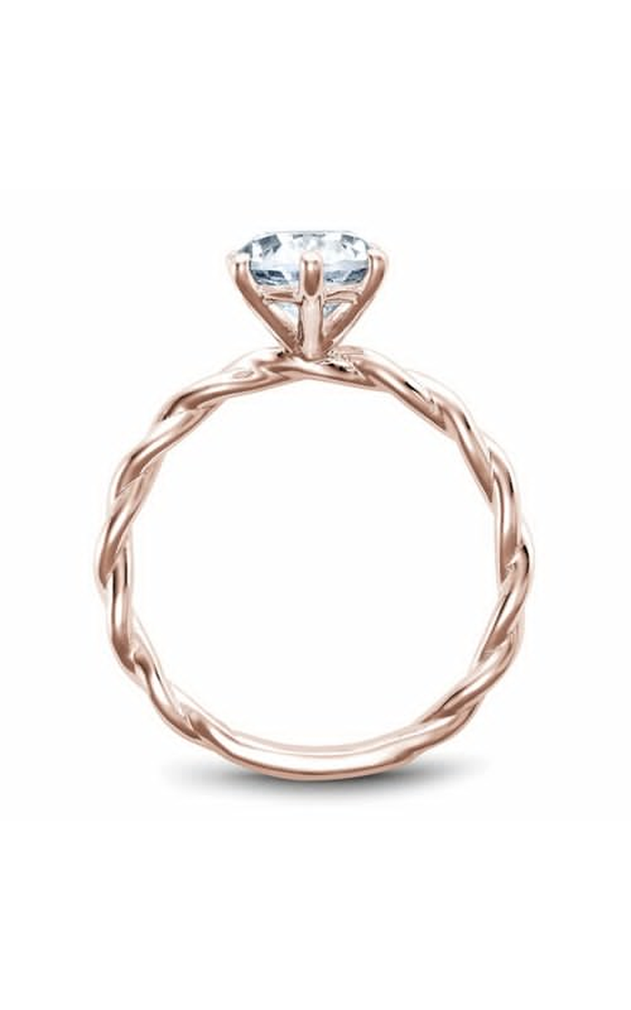 14K Rose Gold Twist Band Solitaire Oval Engagement Ring