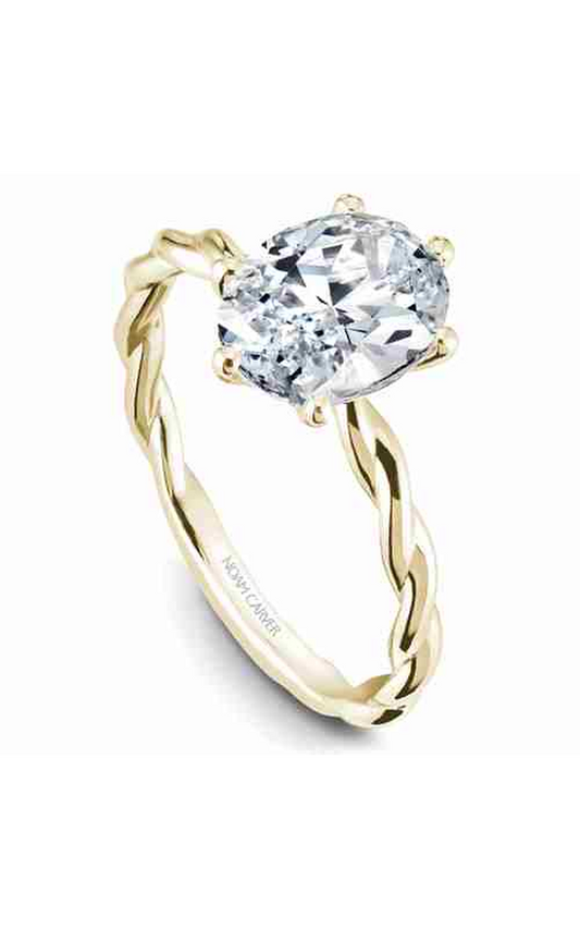 14K Yellow Gold Twist Band Solitaire Oval Engagement Ring