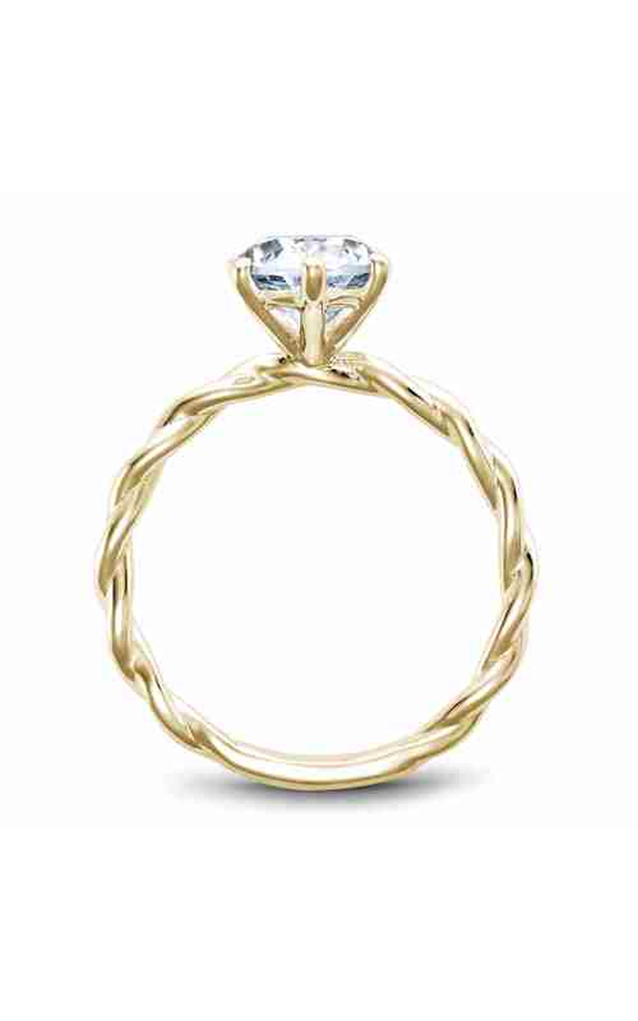 14K Yellow Gold Twist Band Solitaire Oval Engagement Ring