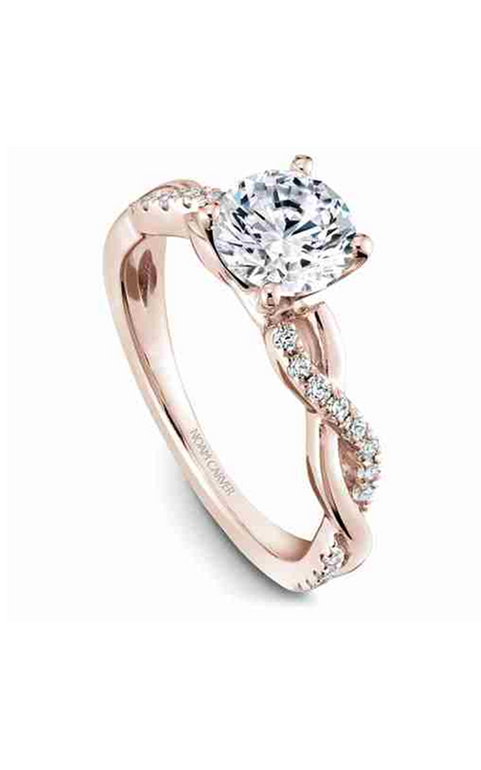 14K Rose Gold Twist Band Sidestone Round Engagement Ring